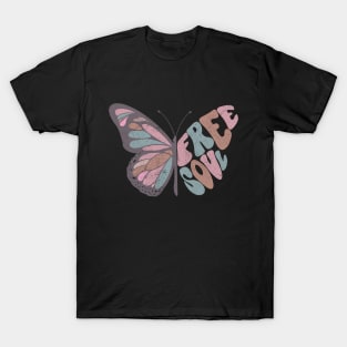 Free Soul Retro Butterfly Word Art T-Shirt